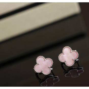 Van Cleef Arpels Sweet Alhambra Stud Earrings Medium Model Pink/Silver 2025 1113 (YF-251113033)