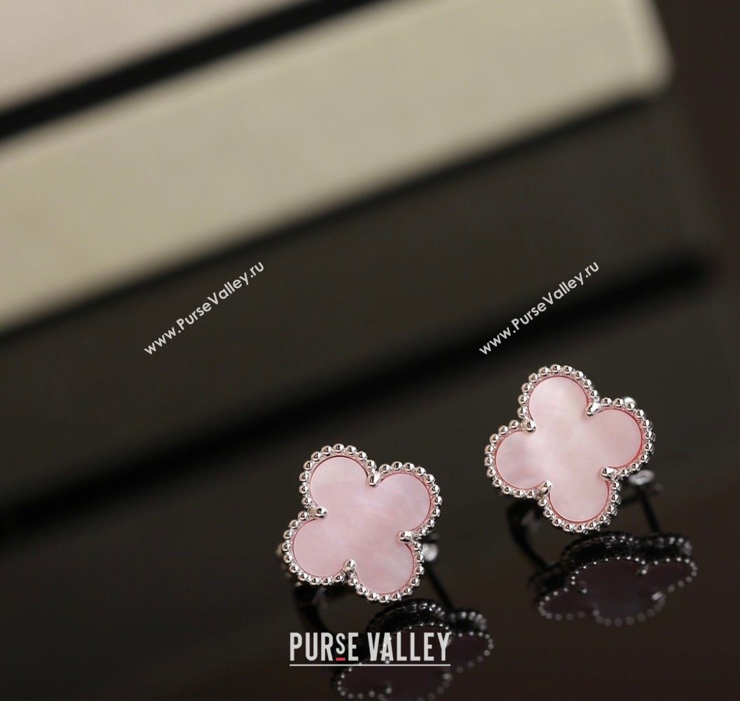 Van Cleef Arpels Sweet Alhambra Stud Earrings Medium Model Pink/Silver 2025 1113 (YF-251113033)