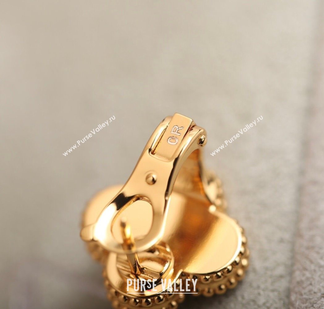 Van Cleef Arpels Vintage Alhambra Stud Earrings with Strass Green/Yellow Gold 2025 1113 (YF-251113036)