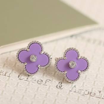 Van Cleef Arpels Vintage Alhambra Stud Earrings with Strass Purple 2025 1113 (YF-251113040)