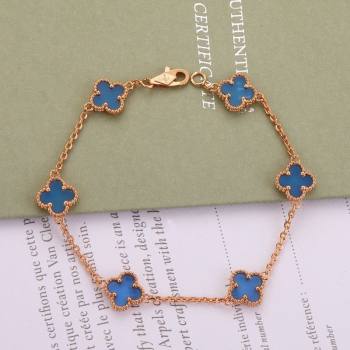 Van Cleef Arpels Alhambra Mini Bracelet 6 Motifs Blue 2025 1113 (YF-251113004)