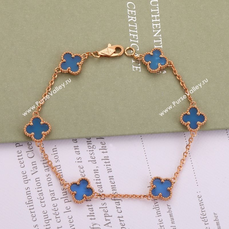 Van Cleef Arpels Alhambra Mini Bracelet 6 Motifs Blue 2025 1113 (YF-251113004)