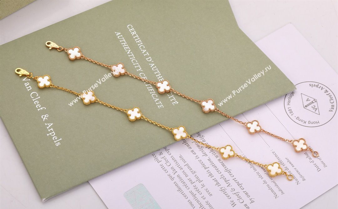 Van Cleef Arpels Alhambra Mini Bracelet 6 Motifs White 2025 1113 (YF-251113005)