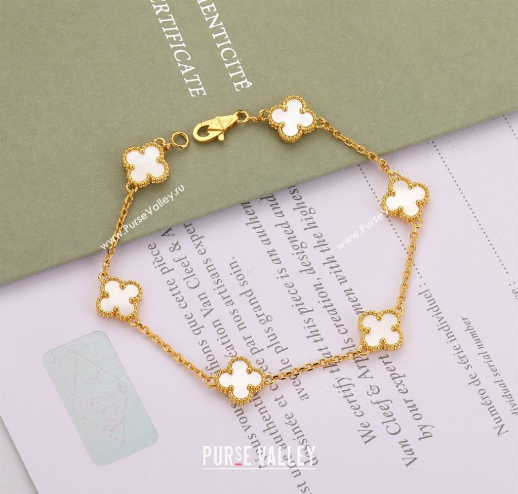 Van Cleef Arpels Alhambra Mini Bracelet 6 Motifs White 2025 1113 (YF-251113005)