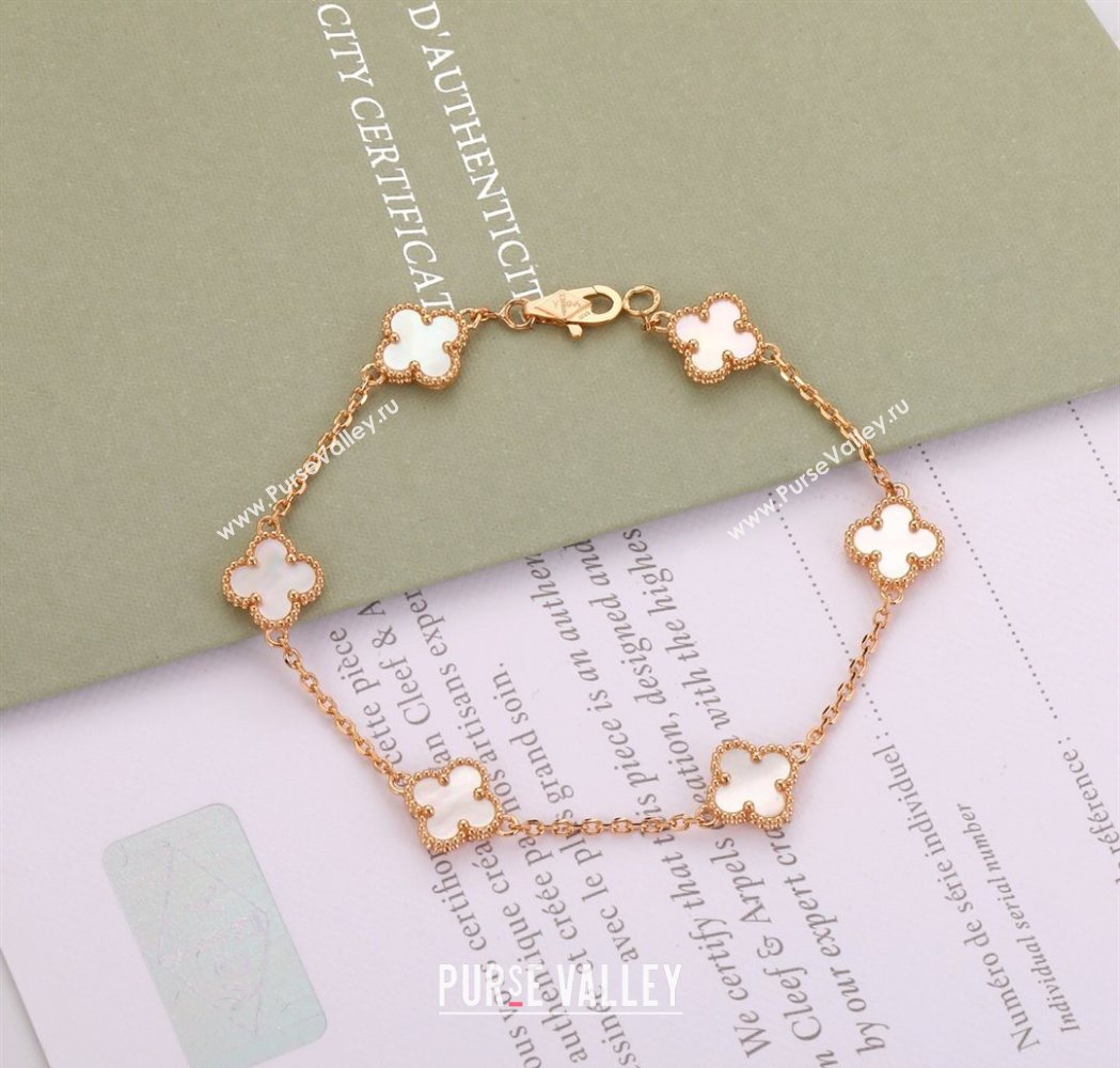 Van Cleef Arpels Alhambra Mini Bracelet 6 Motifs White 2025 1113 (YF-251113005)