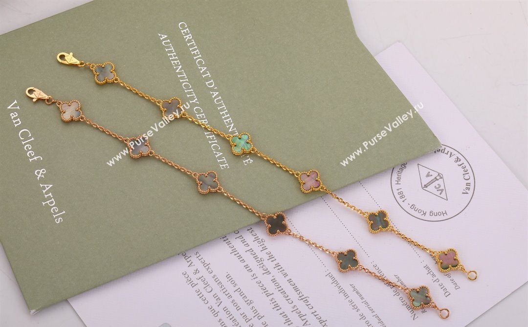 Van Cleef Arpels Alhambra Mini Bracelet 6 Motifs Grey 2025 1113 (YF-251113006)