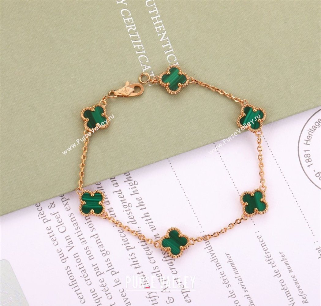 Van Cleef Arpels Alhambra Mini Bracelet 6 Motifs Green 2025 1113 (YF-251113007)