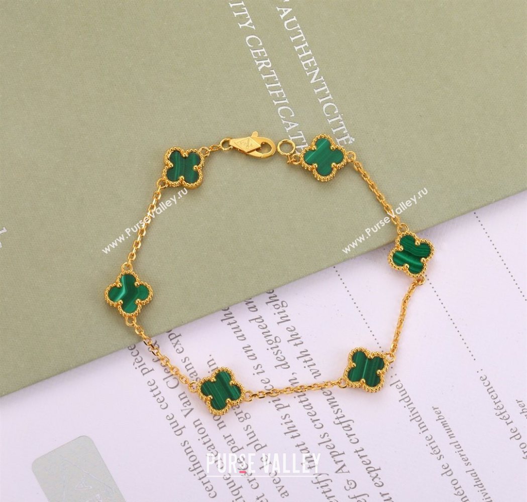 Van Cleef Arpels Alhambra Mini Bracelet 6 Motifs Green 2025 1113 (YF-251113007)