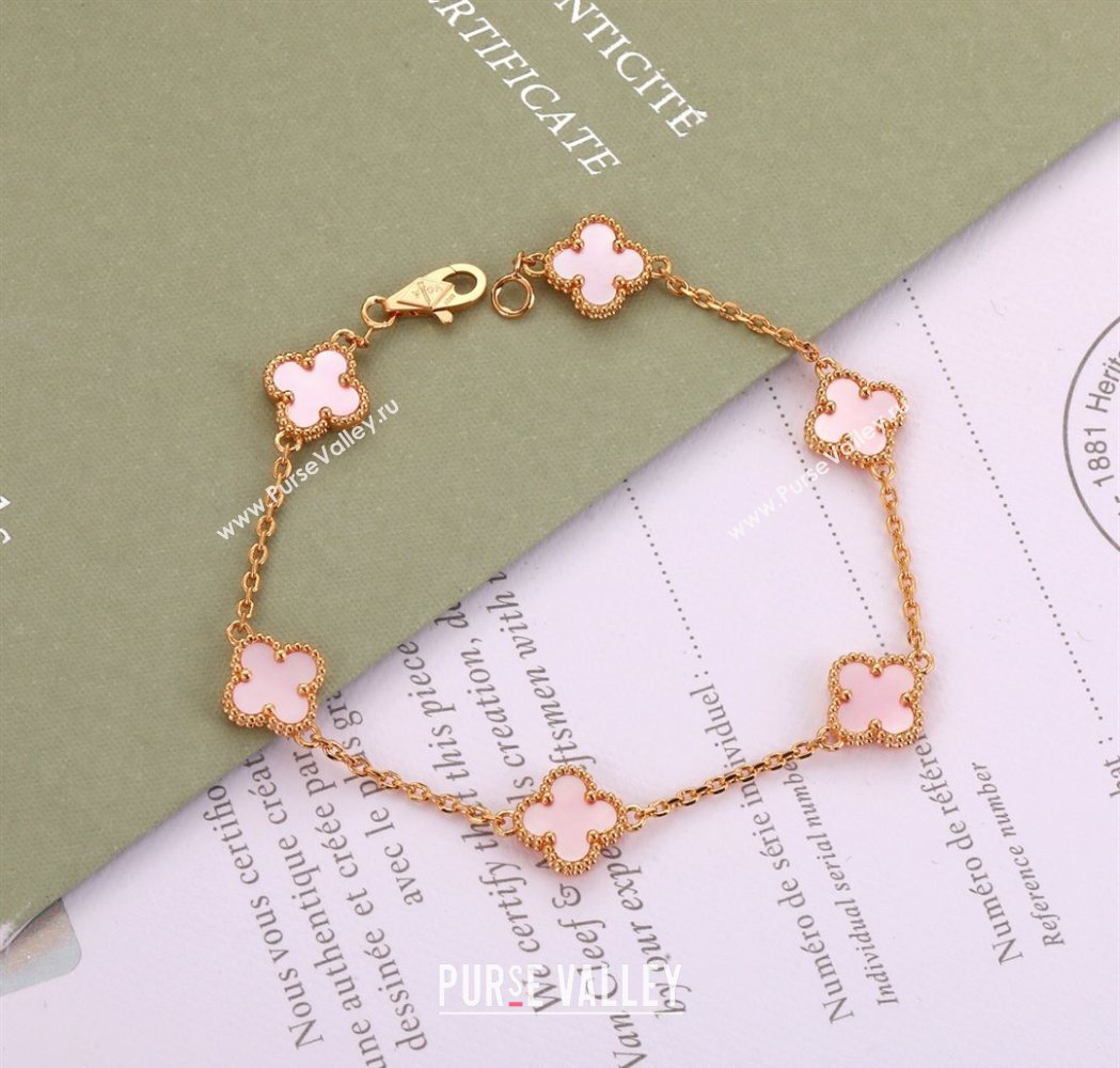 Van Cleef Arpels Alhambra Mini Bracelet 6 Motifs Pink 2025 1113 (YF-251113008)