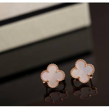 Van Cleef Arpels Sweet Alhambra Stud Earrings Medium Model White/Rose Gold 2025 1113 (YF-251113011)