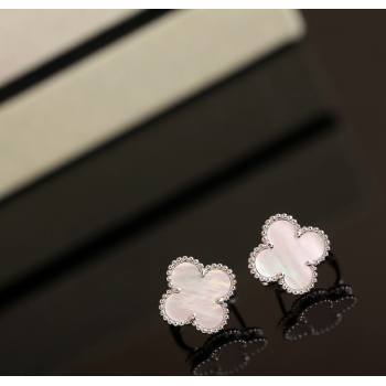 Van Cleef Arpels Sweet Alhambra Stud Earrings Medium Model White/Silver 2025 1113 (YF-251113012)