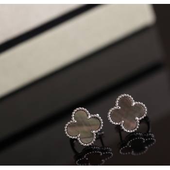 Van Cleef Arpels Sweet Alhambra Stud Earrings Medium Model Grey/Silver 2025 1113 (YF-251113013)