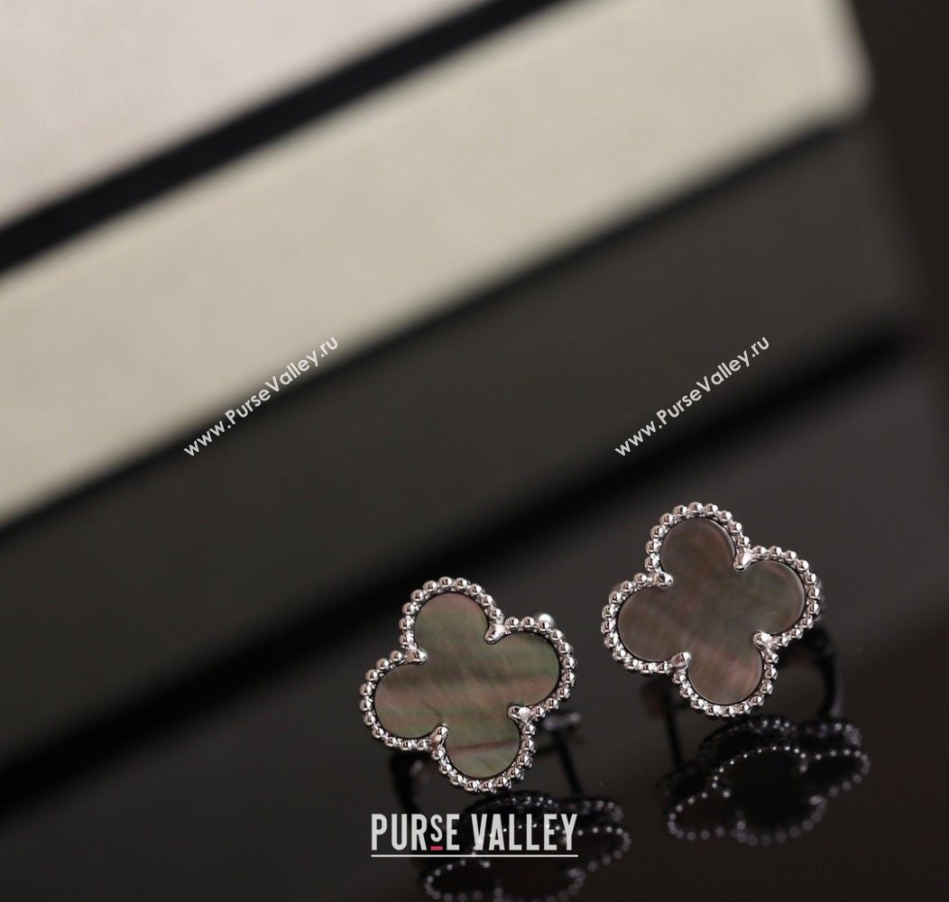 Van Cleef Arpels Sweet Alhambra Stud Earrings Medium Model Grey/Silver 2025 1113 (YF-251113013)