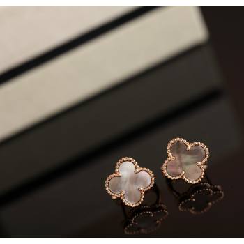 Van Cleef Arpels Sweet Alhambra Stud Earrings Medium Model Grey/Rose Gold 2025 1113 (YF-251113015)