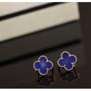 Van Cleef Arpels Sweet Alhambra Stud Earrings Medium Model Blue/Rose Gold 2025 1113 (YF-251113016)