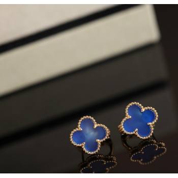 Van Cleef Arpels Sweet Alhambra Stud Earrings Medium Model Blue/Yellow Gold 2025 1113 (YF-251113017)