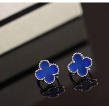 Van Cleef Arpels Sweet Alhambra Stud Earrings Medium Model Blue/Silver 2025 1113 (YF-251113018)