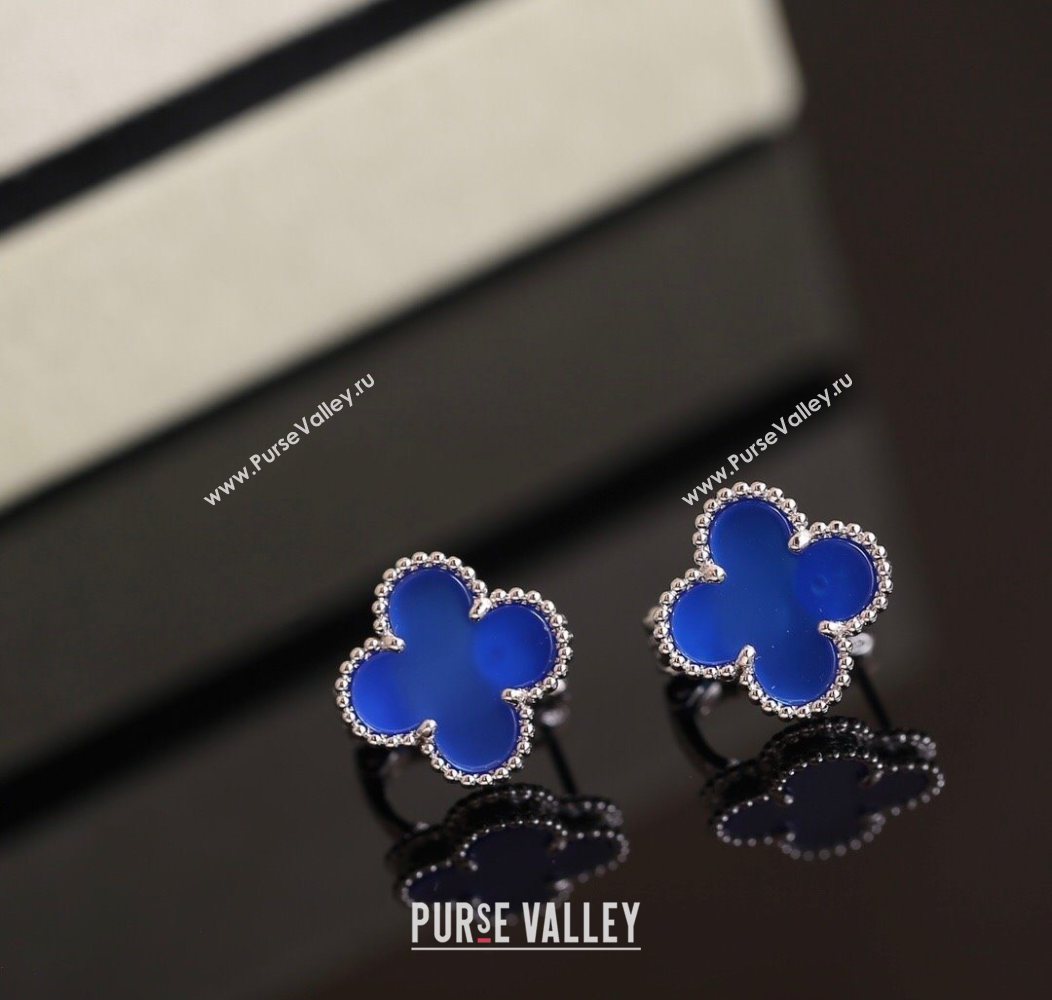 Van Cleef Arpels Sweet Alhambra Stud Earrings Medium Model Blue/Silver 2025 1113 (YF-251113018)