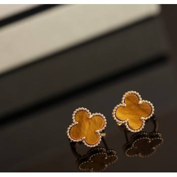 Van Cleef Arpels Sweet Alhambra Stud Earrings Medium Model Amber/Yellow Gold 2025 1113 (YF-251113019)