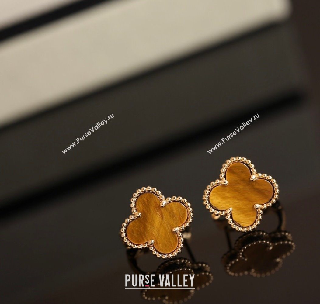 Van Cleef Arpels Sweet Alhambra Stud Earrings Medium Model Amber/Yellow Gold 2025 1113 (YF-251113019)