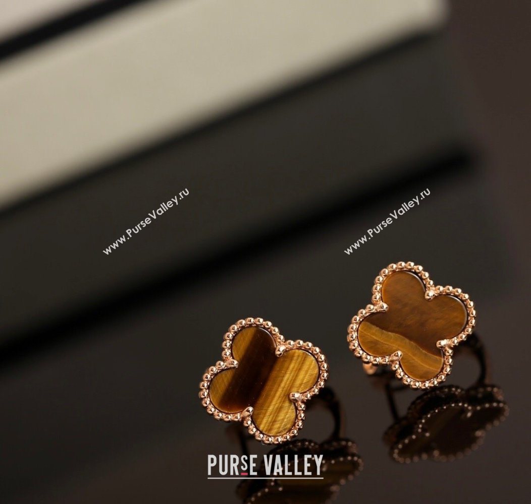 Van Cleef Arpels Sweet Alhambra Stud Earrings Medium Model Amber/Rose Gold 2025 1113 (YF-251113020)