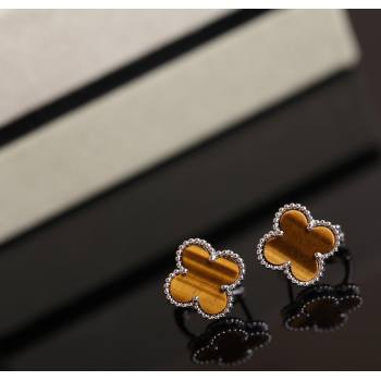Van Cleef Arpels Sweet Alhambra Stud Earrings Medium Model Amber/Silver 2025 1113 (YF-251113021)