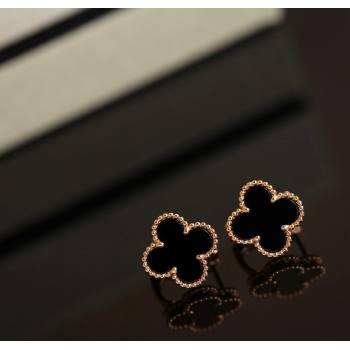 Van Cleef Arpels Sweet Alhambra Stud Earrings Medium Model Black/Rose Gold 2025 1113 (YF-251113022)