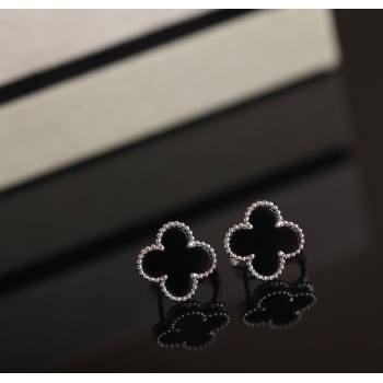 Van Cleef Arpels Sweet Alhambra Stud Earrings Medium Model Black/Silver 2025 1113 (YF-251113024)