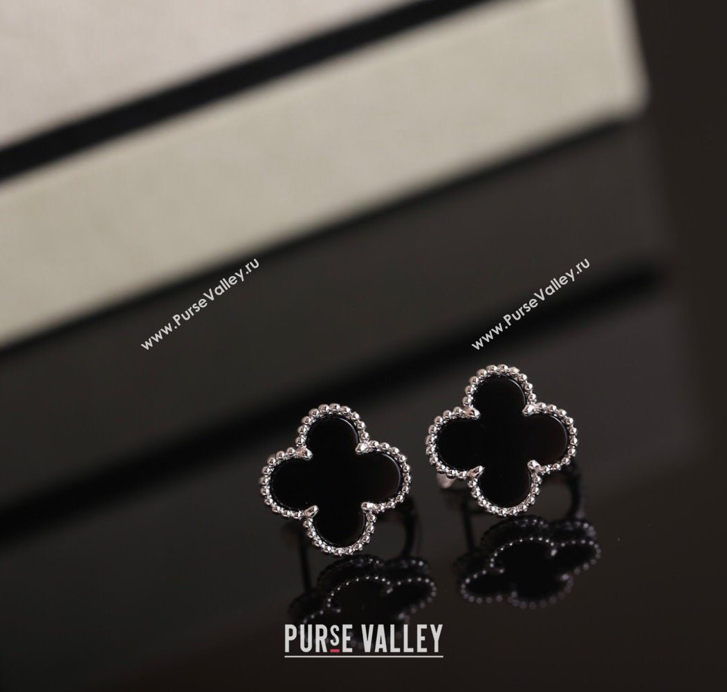 Van Cleef Arpels Sweet Alhambra Stud Earrings Medium Model Black/Silver 2025 1113 (YF-251113024)