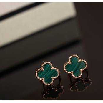 Van Cleef Arpels Sweet Alhambra Stud Earrings Medium Model Green/Rose Gold 2025 1113 (YF-251113026)