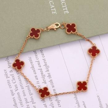 Van Cleef Arpels Alhambra Mini Bracelet 6 Motifs Red 2025 1113 (YF-251113003)