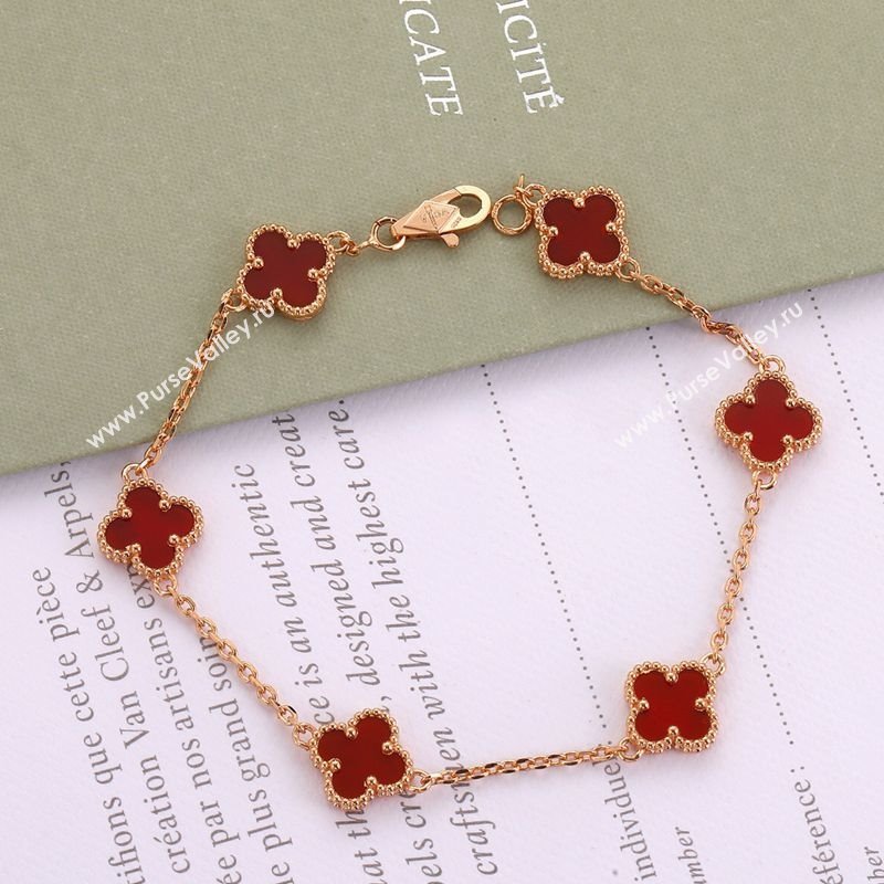 Van Cleef Arpels Alhambra Mini Bracelet 6 Motifs Red 2025 1113 (YF-251113003)