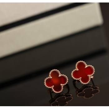 Van Cleef Arpels Sweet Alhambra Stud Earrings Medium Model Red/Rose Gold 2025 1113 (YF-251113028)
