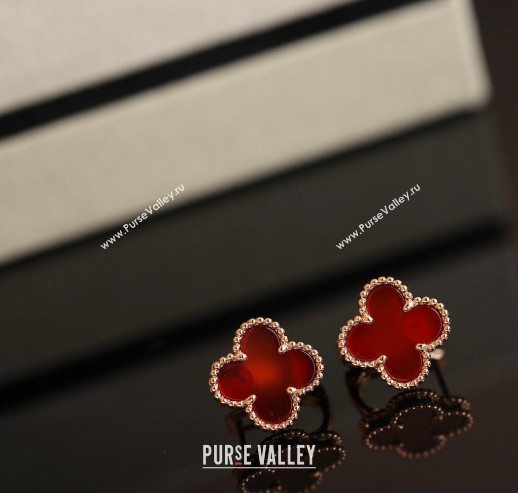 Van Cleef Arpels Sweet Alhambra Stud Earrings Medium Model Red/Rose Gold 2025 1113 (YF-251113028)