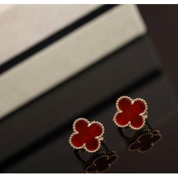 Van Cleef Arpels Sweet Alhambra Stud Earrings Medium Model Red/Yellow Gold 2025 1113 (YF-251113029)