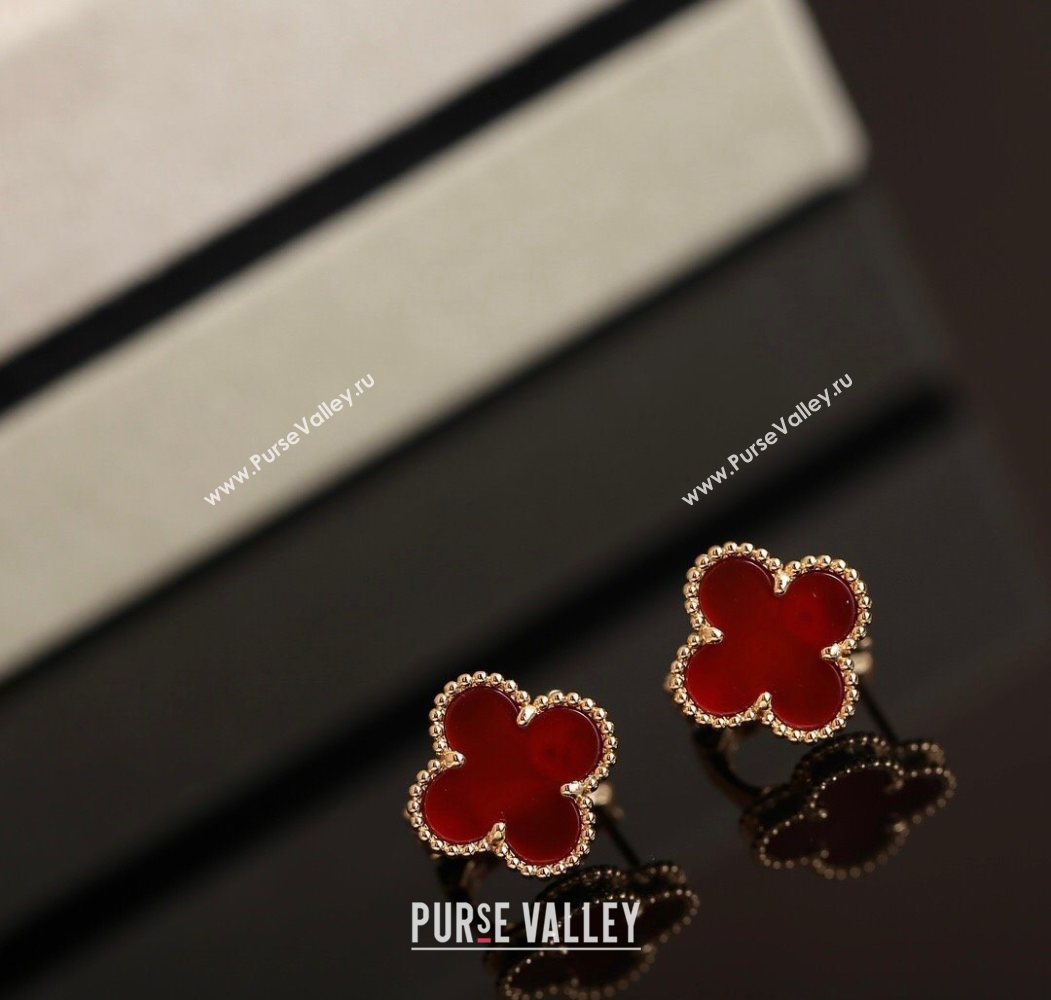 Van Cleef Arpels Sweet Alhambra Stud Earrings Medium Model Red/Yellow Gold 2025 1113 (YF-251113029)