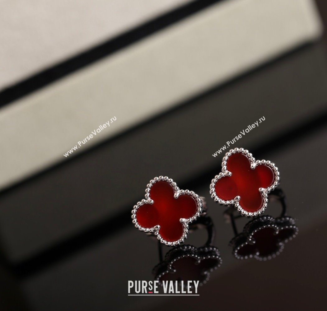 Van Cleef Arpels Sweet Alhambra Stud Earrings Medium Model Red/Silver 2025 1113 (YF-251113030)