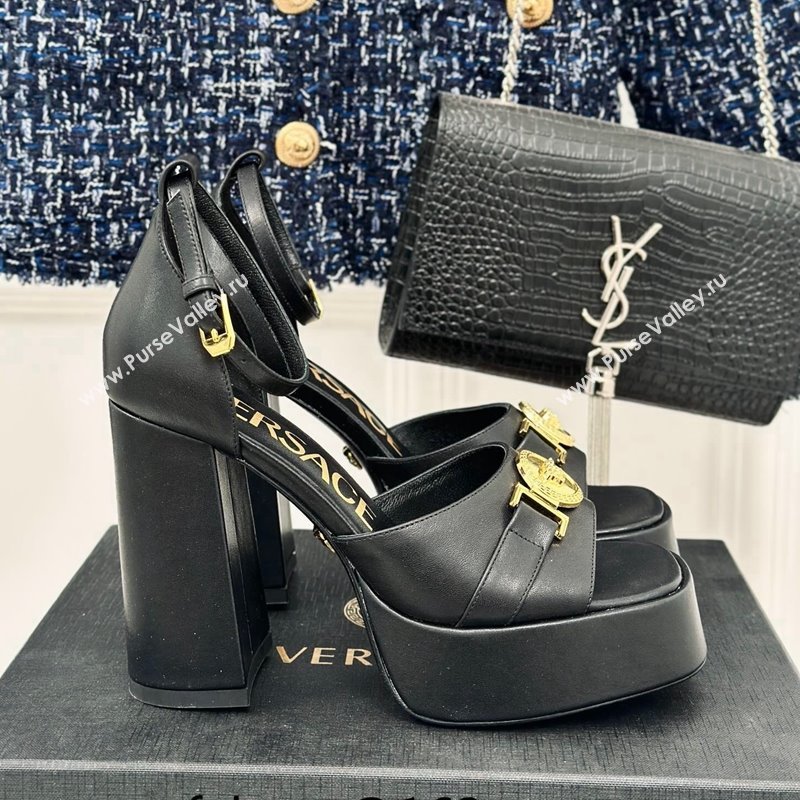 Versace Medusa 95 Calfskin High Heel Platform Sandals 12cm Black 2024 0227 (MD-240227091)