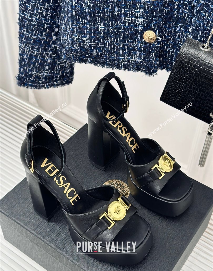 Versace Medusa 95 Calfskin High Heel Platform Sandals 12cm Black 2024 0227 (MD-240227091)