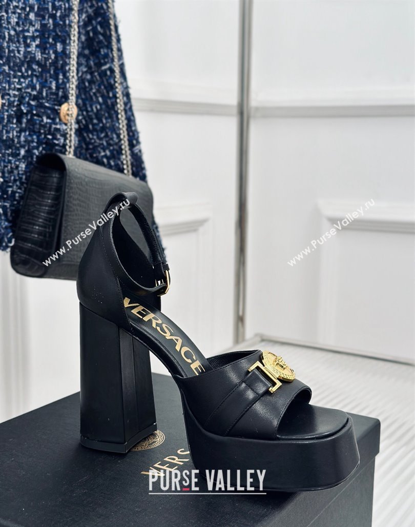 Versace Medusa 95 Calfskin High Heel Platform Sandals 12cm Black 2024 0227 (MD-240227091)