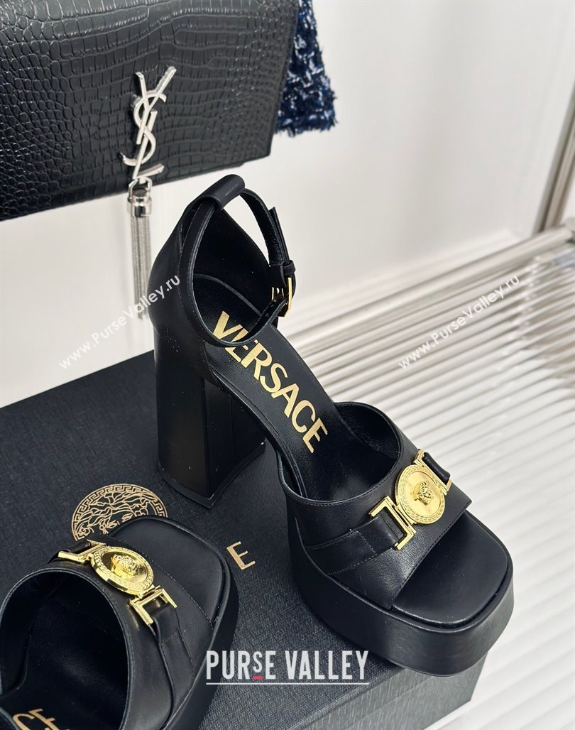 Versace Medusa 95 Calfskin High Heel Platform Sandals 12cm Black 2024 0227 (MD-240227091)