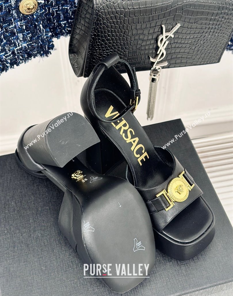 Versace Medusa 95 Calfskin High Heel Platform Sandals 12cm Black 2024 0227 (MD-240227091)