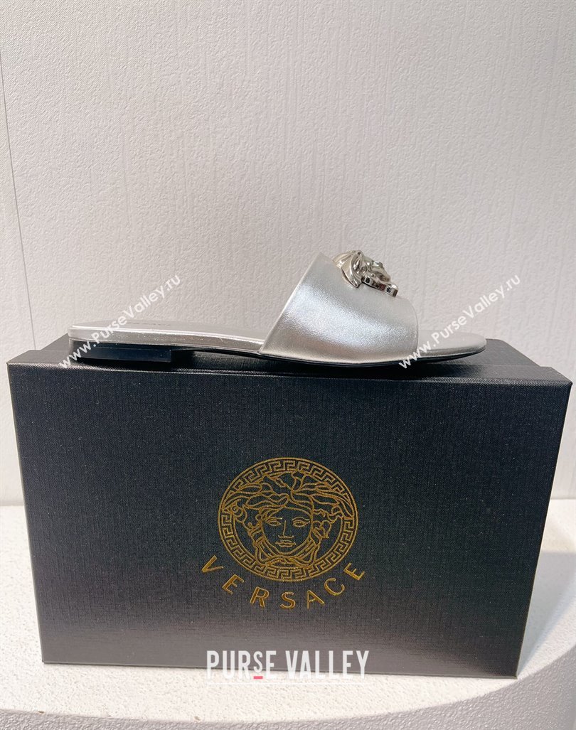 Versace Medusa Calfskin Flat Slides Sandal Silver 2024 061202 (MD-240612171)