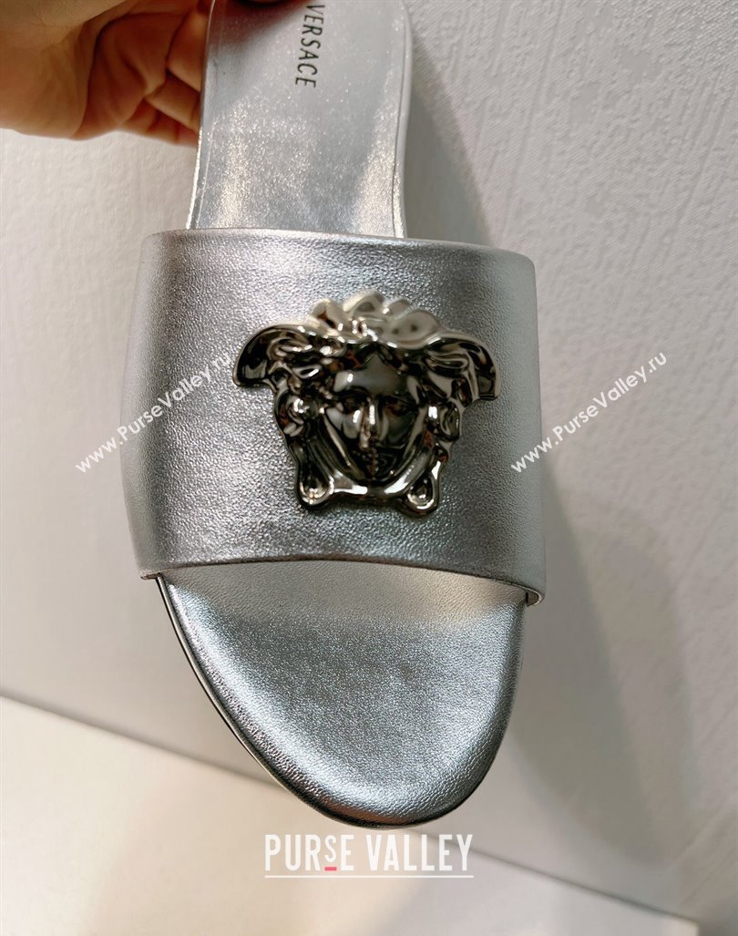 Versace Medusa Calfskin Flat Slides Sandal Silver 2024 061202 (MD-240612171)