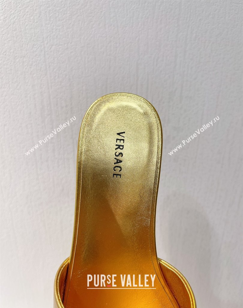 Versace Medusa Calfskin Flat Slides Sandal Gold 2024 061202 (MD-240612172)