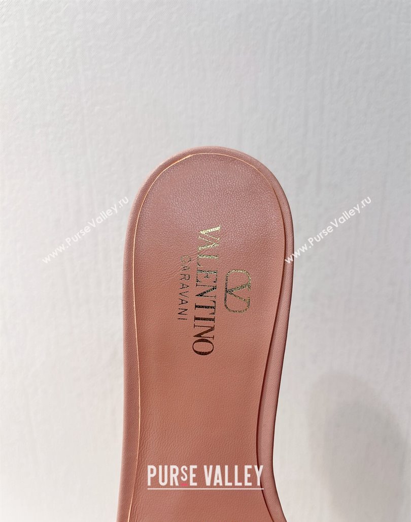 Valentino The Bold Edition VLogo Flat Slides Sandal in Calfskin Light Pink 2024 061202 (MD-240612188)