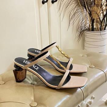 Versace Patent Leather Fragrance Heel Slides Sandal with V-Chain Nude 2025 0429 (MD-250429007)