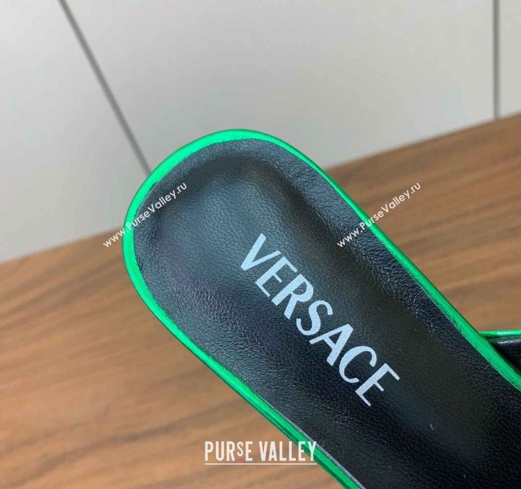 Versace Bright Patent Leather Slides Sandal with Fragrance Heel 7cm Green 2025 0429 (MD-250429029)