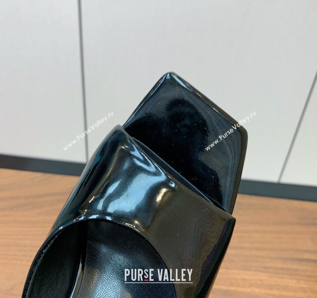 Versace V2025 Patent Leather Slides Sandal 5.5cm with V-shaped Heel Black 2025 0429 (MD-250429030)
