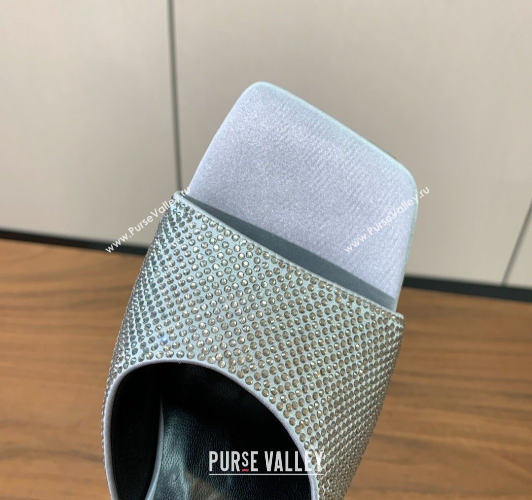 Versace Bright Strass Satin Slides Sandal with Fragrance Heel 7cm Silver 2025 0429 (MD-250429014)